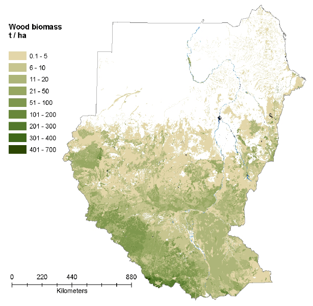 Sudan wood vegetation biomass map