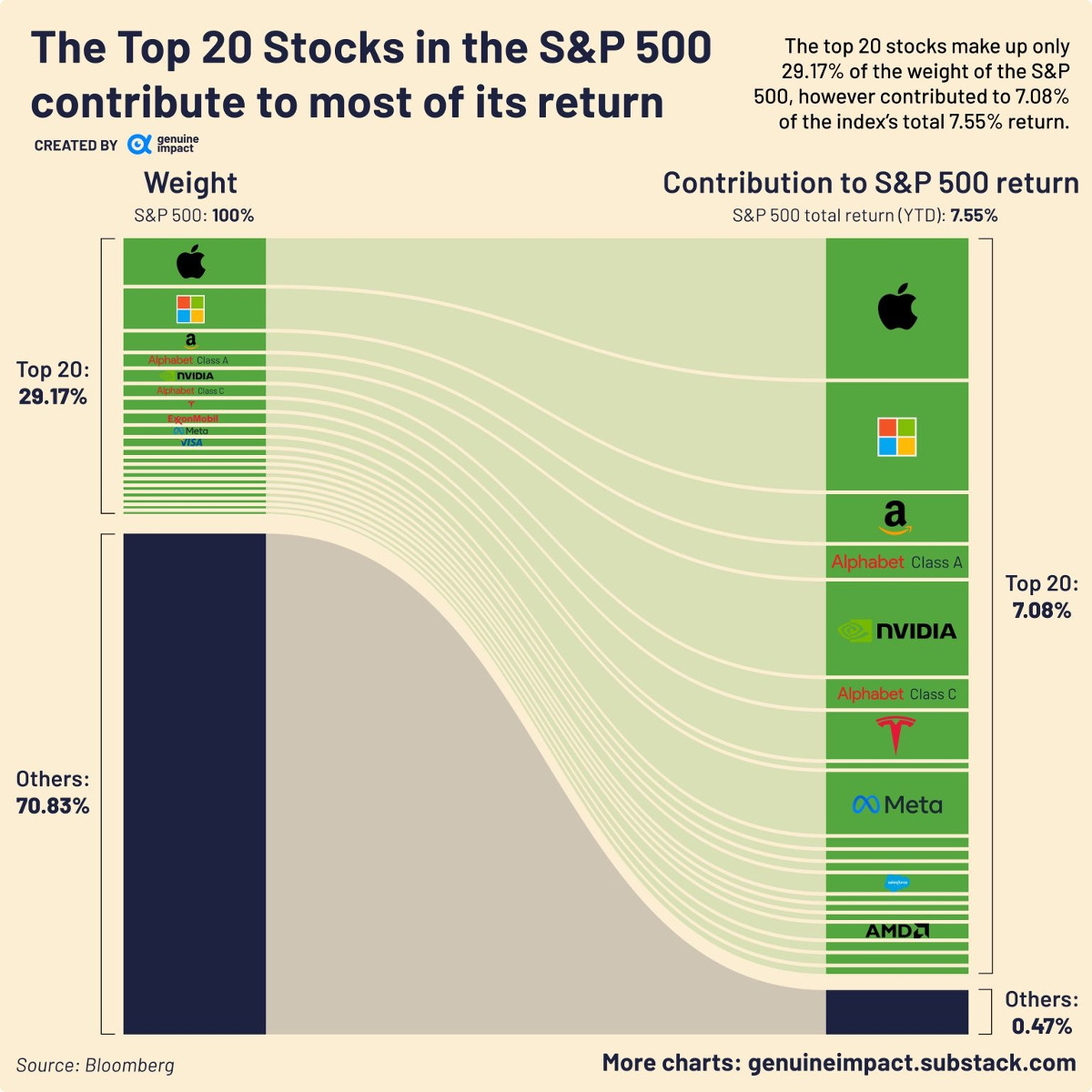 Top 20 Stocks Drive Most of S&P 500 Returns