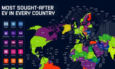 A map of the most searched-for electric vehicles by country