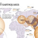 A cropped map of the epicenters of the 9 deadliest earthquakes by death toll since the start of the 21st century.