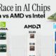 Chart shows AI chips sized according to the quarterly revenue of the Data Center segment for Nvidia, AMD, and Intel from Q2 2021 to Q3 2021, with an indication that the graphic continues into more recent quarters.