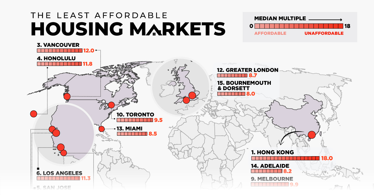Ranked: 15 of the World’s Least Affordable Housing Markets