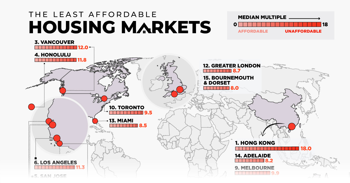 Mapping housing market affordability and some of the least affordable cities