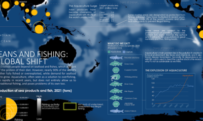 A cropped map of ocean fishing and aquaculture levels.