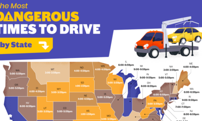 Map of the most dangerous time to drive in the U.S. by state
