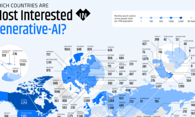 Map highlighting interest in AI by country