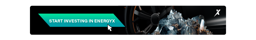 promotional graphic with a button and wheel that promotes the EnergyX investment site