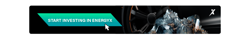 promotional graphic with a button and wheel that promotes the EnergyX investment site