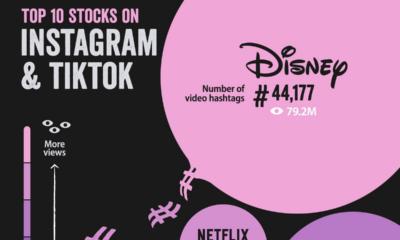 This graphic shows the top 10 stocks on Instagram and TikTok