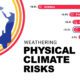 Melting globe shown next to the words "Weathering Physical Climate Risks" and a sector ranking showing utilities could see the worst climate risks.