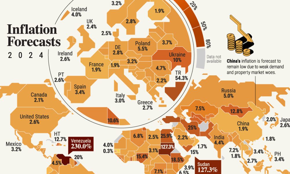 Mapped Inflation Projections by Country, in 2024