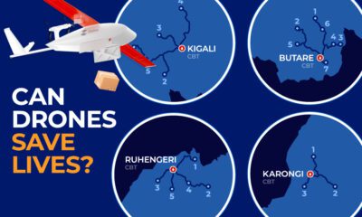 Shareable graphic showing drone delivery times of medical supplies in Africa.