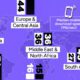 Map illustrating median download speeds in each global region.