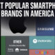 A cropped chart listing the popularity of smartphones brands in America, ranked by market share.