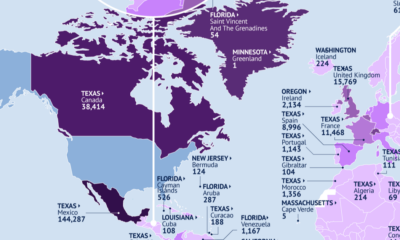 This map identifies the biggest export destinations for products from every U.S. state.