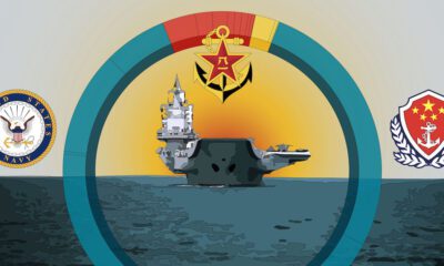 Teaser image for an infographic showing U.S. and Chinese navies broken down by tonnage.