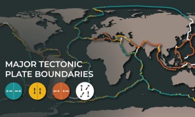 This cropped graphic shows the Earth’s tectonic plate boundaries, based on research from the U.S. Geological Survey (USGS).
