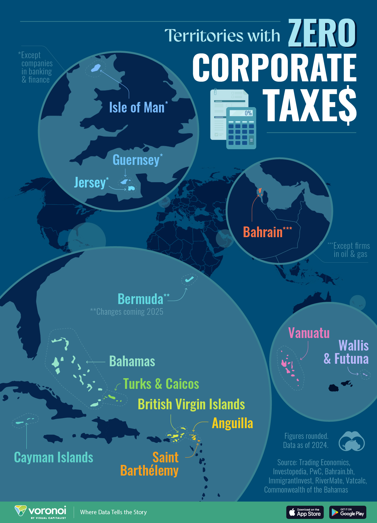 A map of places with zero corporate tax