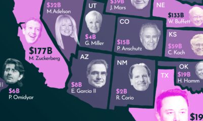 Map showing the wealthiest billionaires in every Western state.