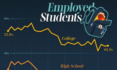 The preview image for a line graph of U.S. high school and college employment over time.