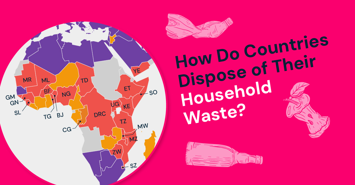 This is a teaser image of a heatmap highlighting the most common household waste disposal methods in surveyed African countries, as revealed by the Lloyd’s Register Foundation World Risk Poll.