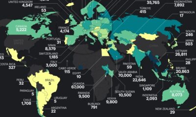 The preview image for a map of the countries with the most stateless persons in 2023, using data from the United Nations High Commissioner for Refugees.