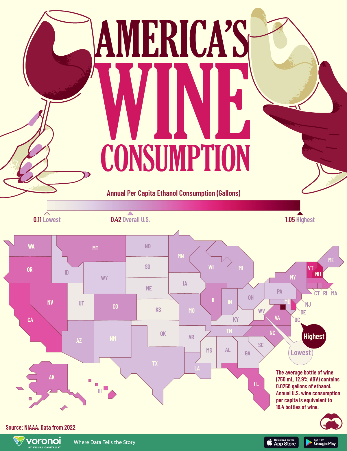 Mapped: America's Wine Consumption By State