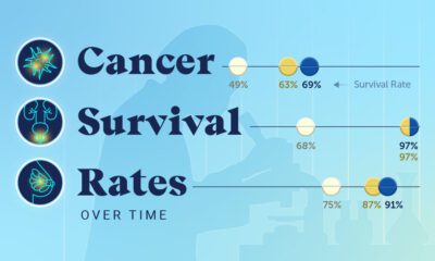 A preview of a dot plot showing the drop in 5-year cancer survival rates over time, using data from the American Cancer Society.
