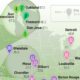 This map shows the 10 greenest and 10 least green cities in America.