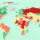 Preview of a map showing peacefulness by country in 2024, using data from the Institute for Economics and Peace