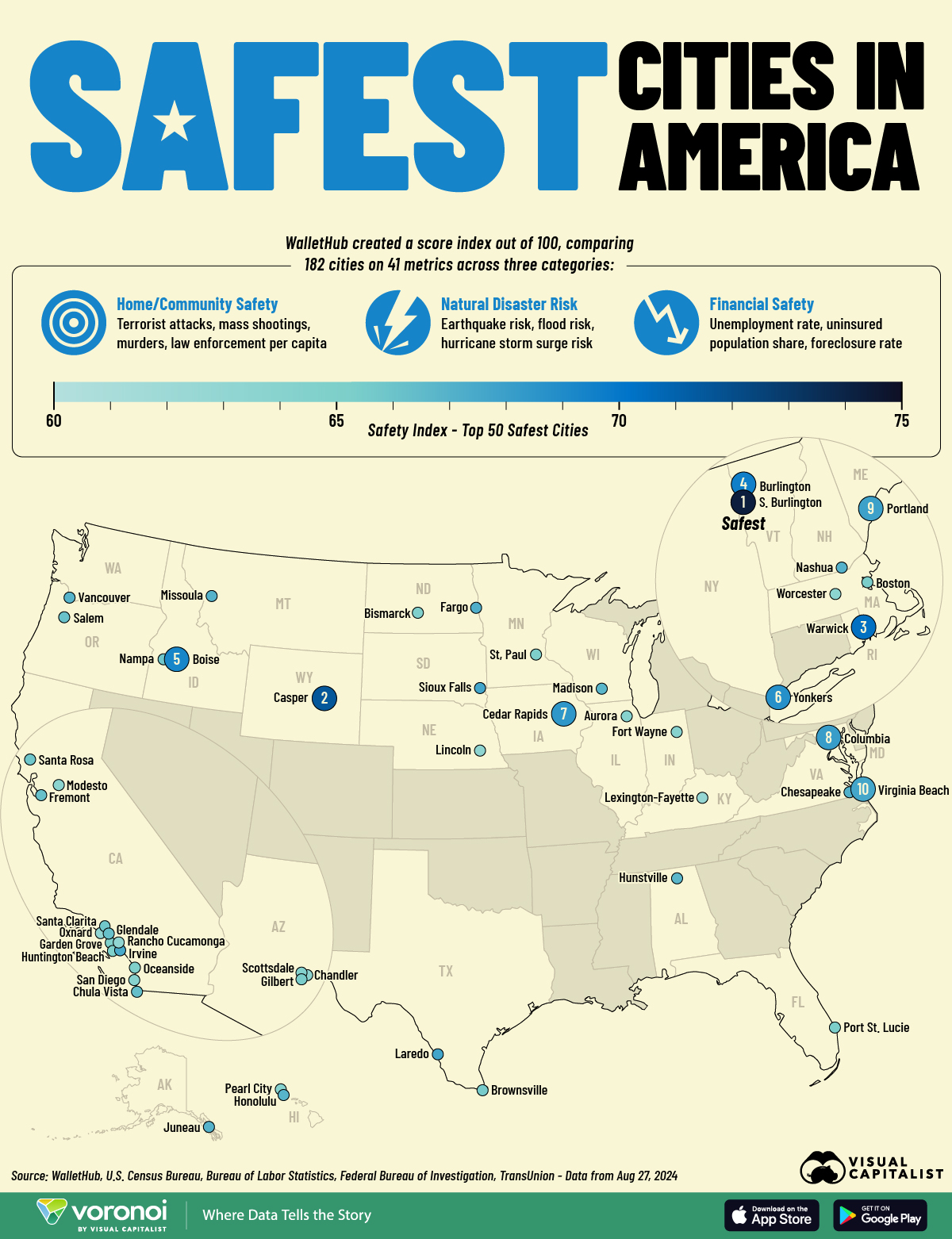 America's Safest Cities in 2024 Map