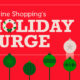 Part of a dumbbell chart showing the percentage of online shopping rising alongside the text "Online Shopping's Holiday Surge"