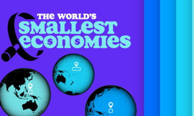 This map plots the five smallest economies in the world by their estimated GDP in 2025.