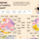 Map showing the most popular languages people want to learn by country in 2024.