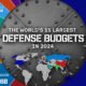 Pie chart showing the top 15 largest defense budgets by country in 2024.