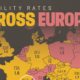 This cropped graphic tracks the fertility rate across Europe as per UN estimates for 2025.