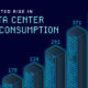 Snippet of bar chart stylized as data center towers showing that data center energy consumption is projected to increase.