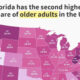 A map showing the share of older adults by state
