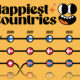 This infographic ranks the happiest countries in the world from 2019 to 2024, based on scores from the World Happiness Report.