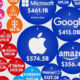 Circle graphic showing the world's 50 most valuable brands in 2025.