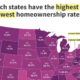 A map by USAFacts showing home ownership rates by U.S. state