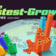 A U.S. map with rising towers showing the 25 fastest-growing U.S. counties.