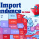 Map showing the share of imports from China in 2024 by U.S. state.