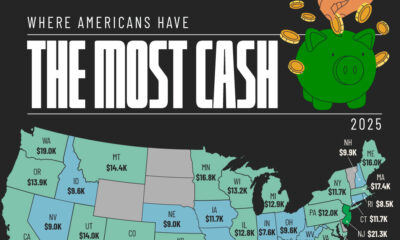 This cropped map ranks all 50 States by the median bank deposit balance.