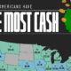 This cropped map ranks all 50 States by the median bank deposit balance.