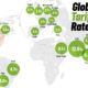 Map showing trade weighted average tariff rates around the world.