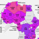 A map showing happiness levels across Africa