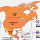 A map showing happiness levels across the Americas