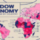 Map showing the size of each country's shadow economy as a share of GDP in 2023.