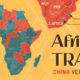 Two maps comparing African trade with the U.S. vs China in 2003 vs 2023